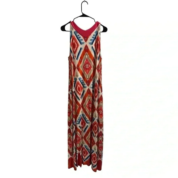 Chico’s Ikat Colorful Maxi Dress Size 2 or Large - Picture 2 of 4